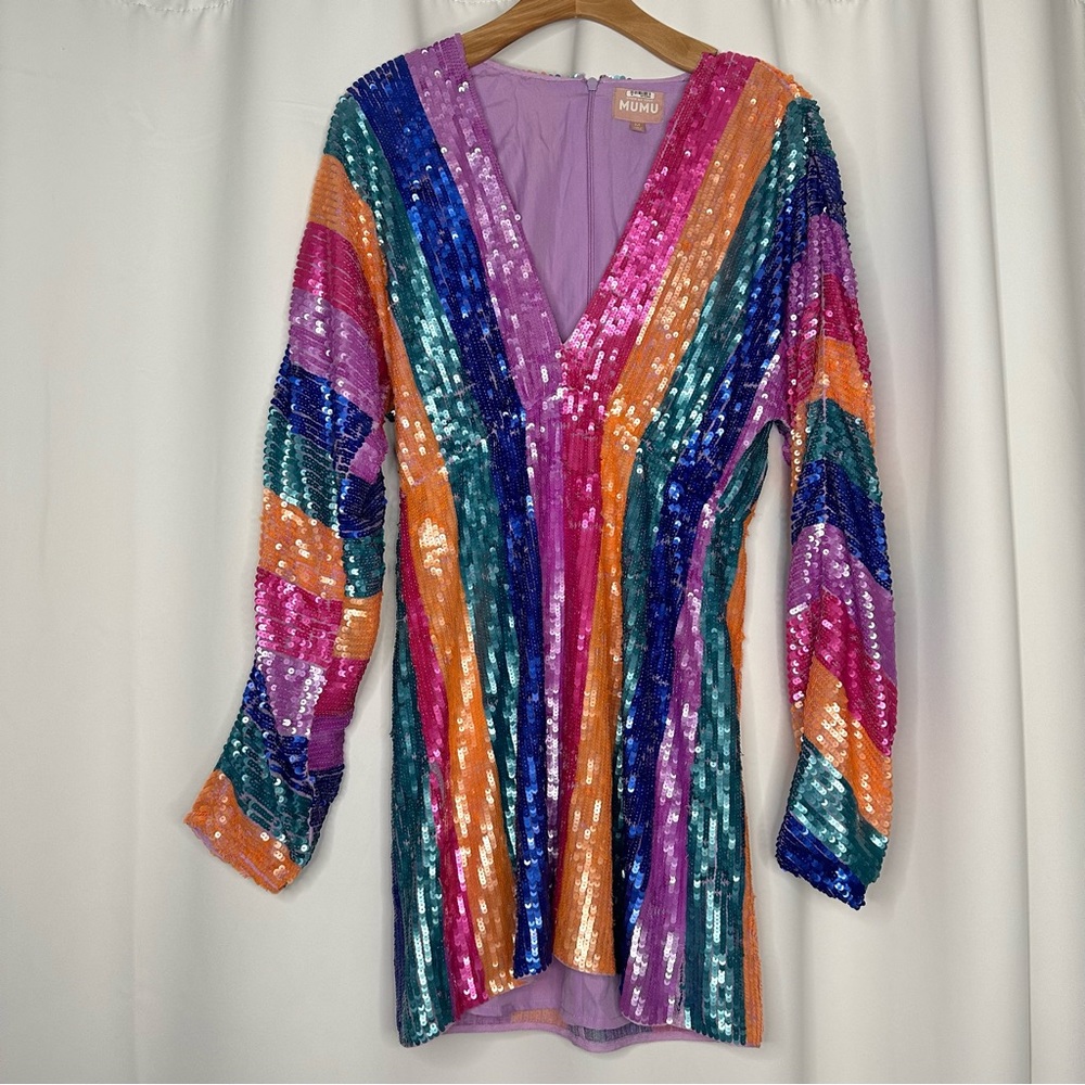 Show Me Your Mumu Kidman Rainbow Sequin Mini Dress size M
